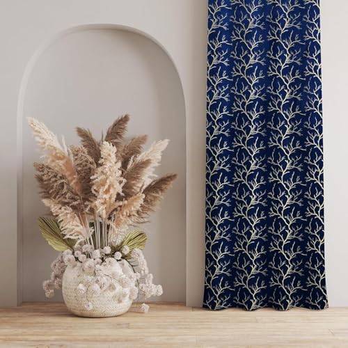 Image of Curtains 9 Feet Long for Living Room - Long Door & Window Curtain Set 1 Pcs Panel, Velvet Blackout & Stylish Parda for Home Decor & Office Blue Colour 9 feet -1 pcs