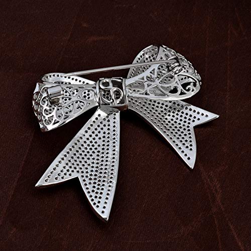 Image of Elegant Love Bow Brooch Micro Pave Cubic Zirconia Bowknot Wedding Bride Mother Brooch Pin Ribbon Shape Jewelry Brooch Breastpin