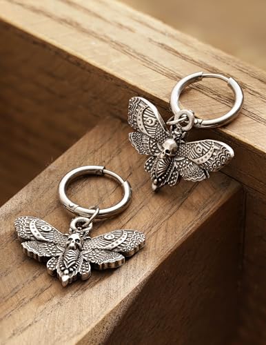 HAQUIL Gothic Deathhead Hawkmoth Skull Dangle Drop Earrings for Women, Goth Skull Memento Mori Jewelry Gift4