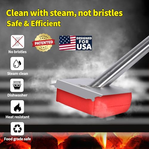 Image of XUDAKAIXIN Grill Brush Bristle Free,(Only Replaceable Cleaning Head No Grill Brush)-Red