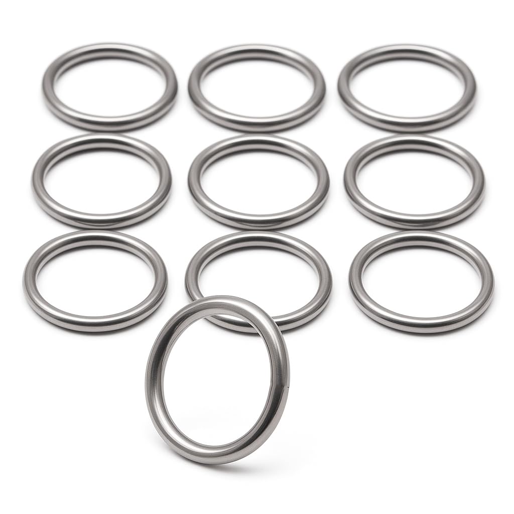 10pcs Marine Grade 316 A4 Stainless Steel Welded O Rings, Heavy Duty Polished, Corrosion Resistant, Multipurpose for webbing, Harness, Straps, Dog Collars (3mm x 15mm)