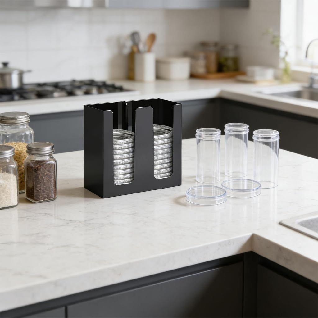 Support en acrylique noir pour couvercles de boissons et protège-tasses à café