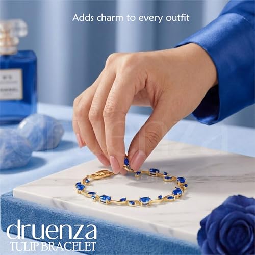 Image of druenza Tulip Bracelet for Women Stylish | Gold Plated Floral Crystal Jewellery | Elegant Adjustable Chain Bracelet for Girls Stylish | Trendy Daily Wear Party Jewelry Gift for Women & Girls