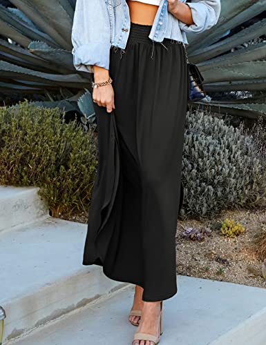 DOUBLJU Casual High Waisted Maxi Skirts Elastic Waist Band Ankle Length Trendy Summer Long Skirt for Womens with Plus Size2