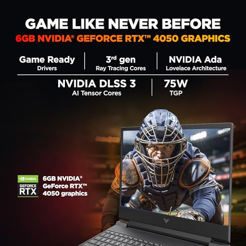 Image of HP Smartchoice Victus, 13th Gen i7-13620H, 6GB RTX 4050, 16GB DDR4(Upgradeable) 512GB SSD, 144Hz, 300nits, FHD, 15.6'' /39.6cm, Win11, M365* Office24, Mica Silver, 2.3kg, fa2100 /03 /04tx, Gaming Laptop