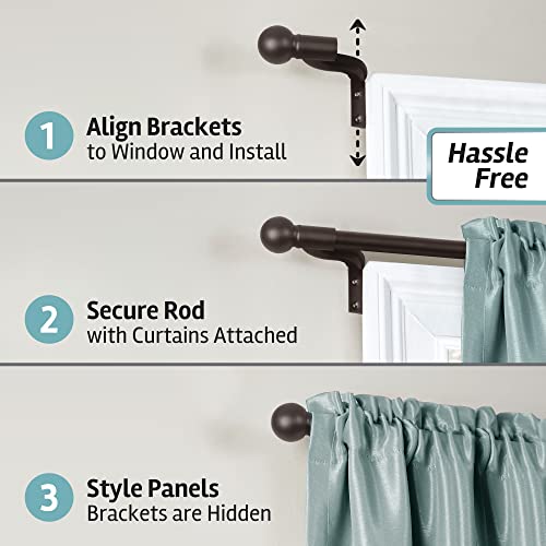 Maytex Smart Easy Install Café Window Rod, 18-48 Inches, Oil Rubbed Bronze #TOP2