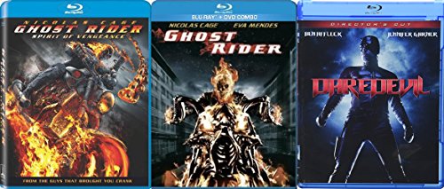 Marvel Collection Movie Pack Daredevil + Ghost Rider Movie Series Blu Ray / Ghost Rider Sequel Spirit of Vengeance with Exclusive Features Documentary Triple Feature Super Hero Series