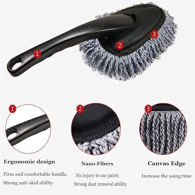 Image of Combo 2 PCS Super Soft Microfiber Car Cleaning Brush Ideal As Mop Duster|Car Duster Exterior with Extendable Handle|Multipurpose Dust Cleaner Car Wash Brush for Home, Office,Car (S2)