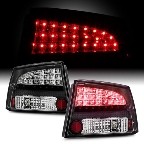 AKKON - For 06-08 Dodge Charger LX Rear Black LED Tail Lights Brake Lamps Taillamps Replacement Left + Right