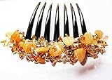 French twist hair comb Ornamented along the top of the heading with Stone Brown