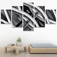 SIGNWIN 5 Panel Canvas Wall Art Architecture & Maps Closeup Cool Industrial Multicolor Patterns for Home Decorations Ready to Hang - 60