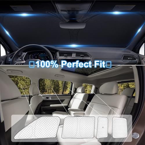 Image of KMF 10pcs Thicken Sun Shades for Hyundai Santa Fe 2024-2025 2026 Accessories,Full Car Windshield Sunshade Window Covers for Side Rear,UV Block and Blackout Privacy for Camping