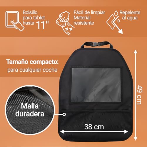 Zamboo Organizador de Coche Asiento Trasero para Niños con Soporte Tablet (hasta 11") – Protector de Respaldo Universal y Almacenamiento Juguetes y Accesorios – para Cualquier Asiento – Negro - imagen 8