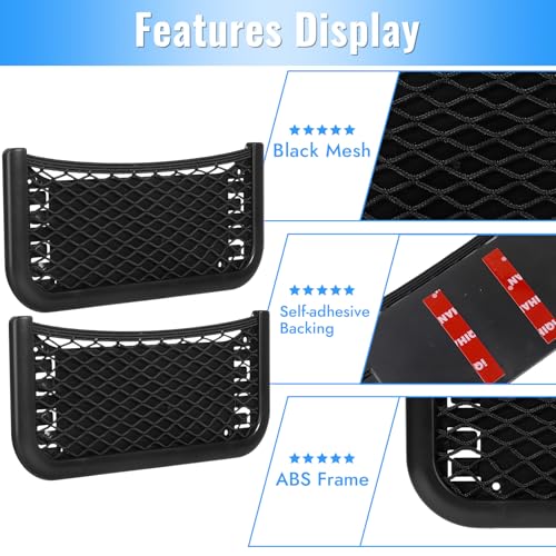 Auto Aufbewahrungsnetz, 2 Stück Selbstklebendes Netztasche Auto, Elastisch Ablagenetz mit Gummiband und Schraube, Kofferraum Netztasche Gepäcknetz 26 x 12cm für Wohnmobil, Boote, Zuhause