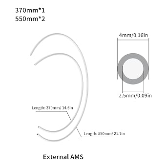 3D Printer Accessories Bamboo Lab X1 P1S Series AMS External PTFE TeflonTube: 1Pcs 370mm and 2Pcs 550mm Replacement Tubing 2.5mm ID×4mm OD for Guiding 1.75mm Filament Transfer