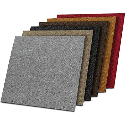 Lyon Self-Lying Carpet Tiles for Office & Commercial - Tile Rugs 50 x 50 cm - Heavy Duty Carpet Floor Tiles with Non-Slip Vinyl Backing (Red, 1 Piece) Cover