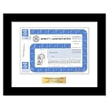 GiveAshare Abbott Stock Certificate (ABT) - Personalized Replica (Black Frame & Plaque)