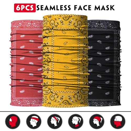 Image of Venswell Neck Gaiter Face Mask Men Women,Seamless Bandana Rave Face Cover Scarf Mask,Balaclava,Headband, Head Wrap,Headwear
