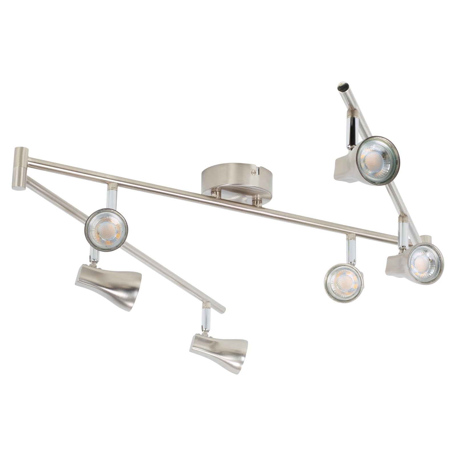 URBNLIVING Modern 6 Arm Ceiling Light with 6 LED Bulbs – Stylish Satin Nickel Spotlight Fixture, Adjustable Ceiling Lamp for Living Room, Bedroom, Kitchen & Hallway — image 1
