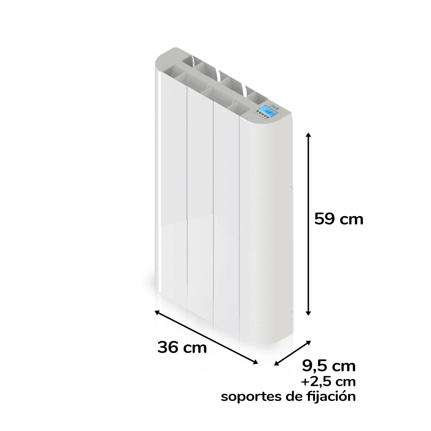 HJM Emisor Térmico de Fluido Bajo Consumo LAGAN 500, Programación 24/7, Funciones Ahorro, Turbo Programable, 500W, Blanco