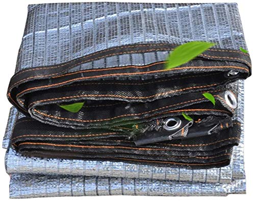 Toldo vela Papel de aluminio protector solar Reflect pantalla de tela 80% Protección UV Malla sujetada con cinta adhesiva Edge Sombras de la planta de jardín del patio de efecto invernadero Pergola (T