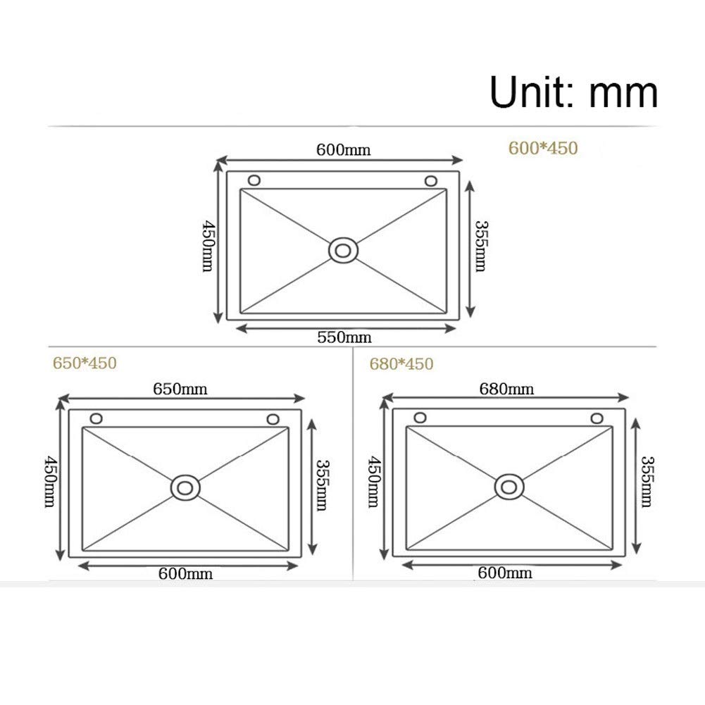 Fregadero de lavandería, Fregadero de Cocina de un Solo Seno de Acero Inoxidable con Grifo Integrado, Kit Completo de fontanería, desagüe y Accesorios (tamaño: 680x450x220 mm).
