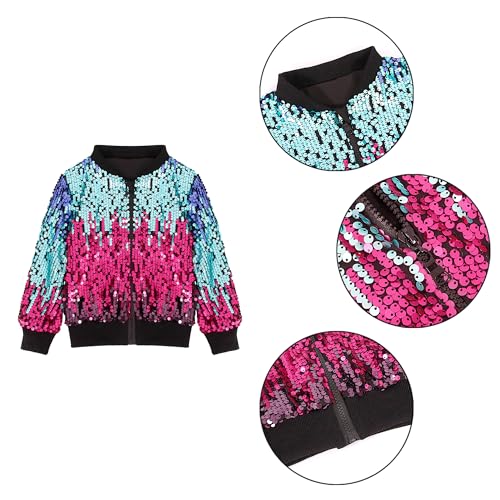 TYNORA Children's Fashion Shiny Jacket Girls Sequin Zipper Coat Long Sleeve Bomber Jackets Daily Outfits4