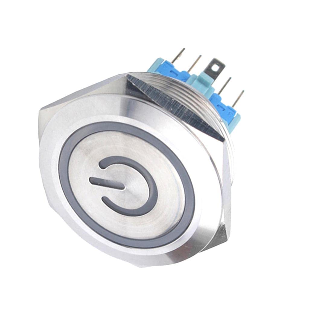 CALANDIS® 30mm Blue LED Metal Push Button Switch,12V Flat Head,1NO 1NC Self-reset-picture-14