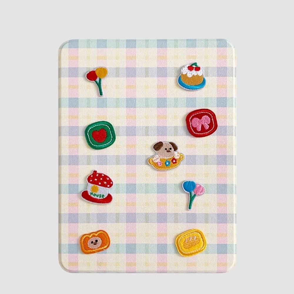 3D Plush Adjustable Stand Leather Folio Case for Apple Colorful Bread Cake Dog Puppy Animal Food Cartoon Cute Lovely Adorable Warm Kids Girls (for iPad 11th Generation 2025 11 Inch)