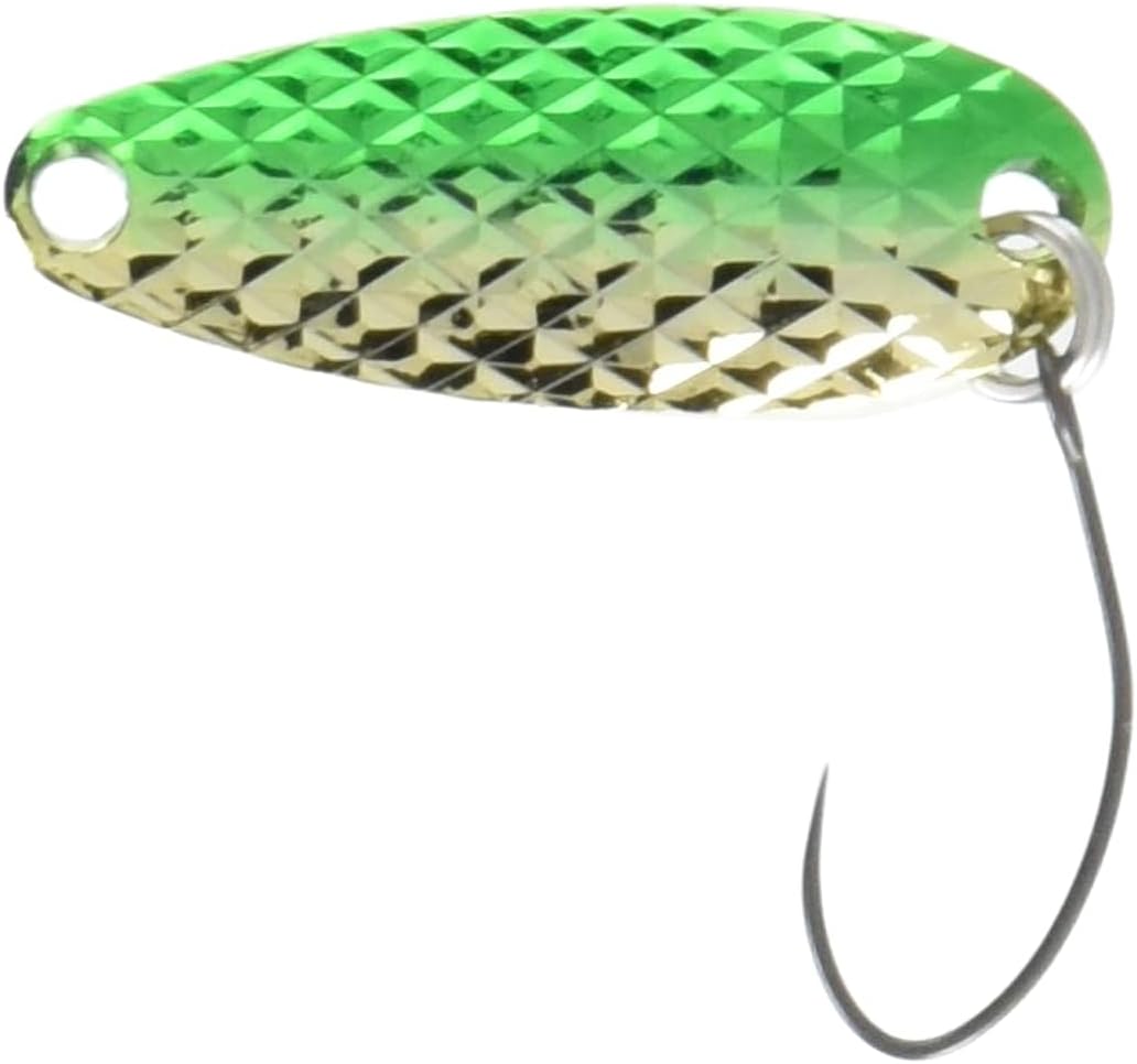 Mukai Lure, Mountain Streams, Rockfish, 0.1 oz (3 g), Double-Sided Diamond Cut, #6 Green Gold, Spoon