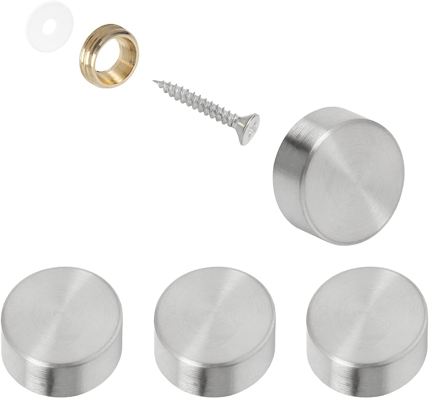 Alpha 22mm Screw Covers Caps Decorative (Solid Brass Construction) Mirror Screws Fasteners, Brushed Stainless Steel (B09PLGXSB1) Amazon Price History, Amazon Price Tracker