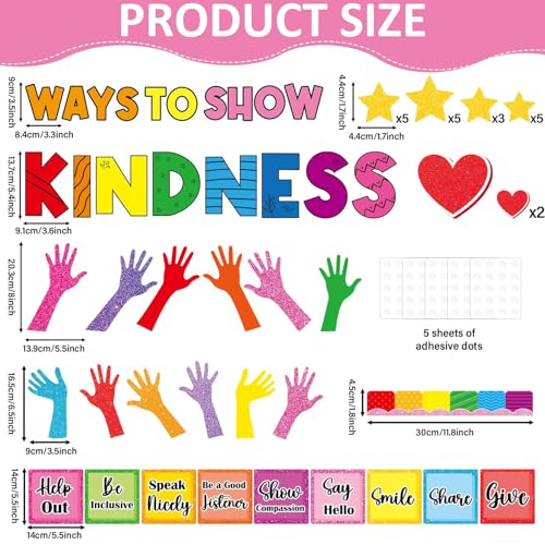 Image of Kindness Bulletin Board Set Back to School Classroom Decorations Colorful Motivational Ways to Show Kindness Paper Cutout Positive Affirmation Bulletin Board for School Nursery Classroom Wall Decor