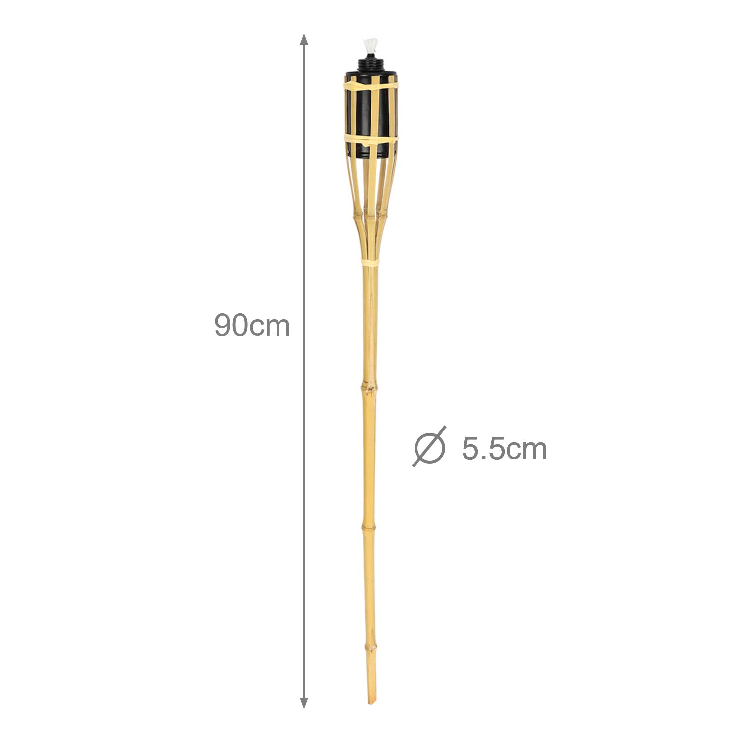 Lospitch Set di 48 torches, torches a olio in bambù, lampade a olio, in bambù, per feste all'aperto, altezza: 90 cm, naturale