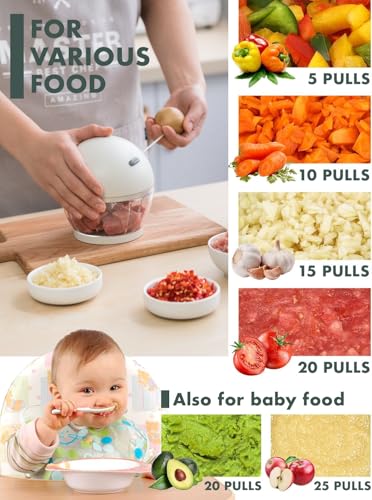 Image of HOOPOES Mini Handy And Compact Ultra Pro Designed Chopper With 3 Blades For Effortlessly Chopping Vegetables, Dry Fruits And Fruits For Your Kitchen (400 Ml),White