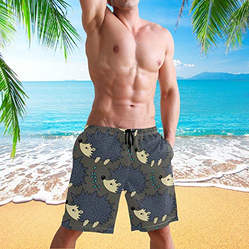 visesunny Men's Beach Short Swim Trunks Vintage Cute Hedgehog Sports Running Bathing Suits4