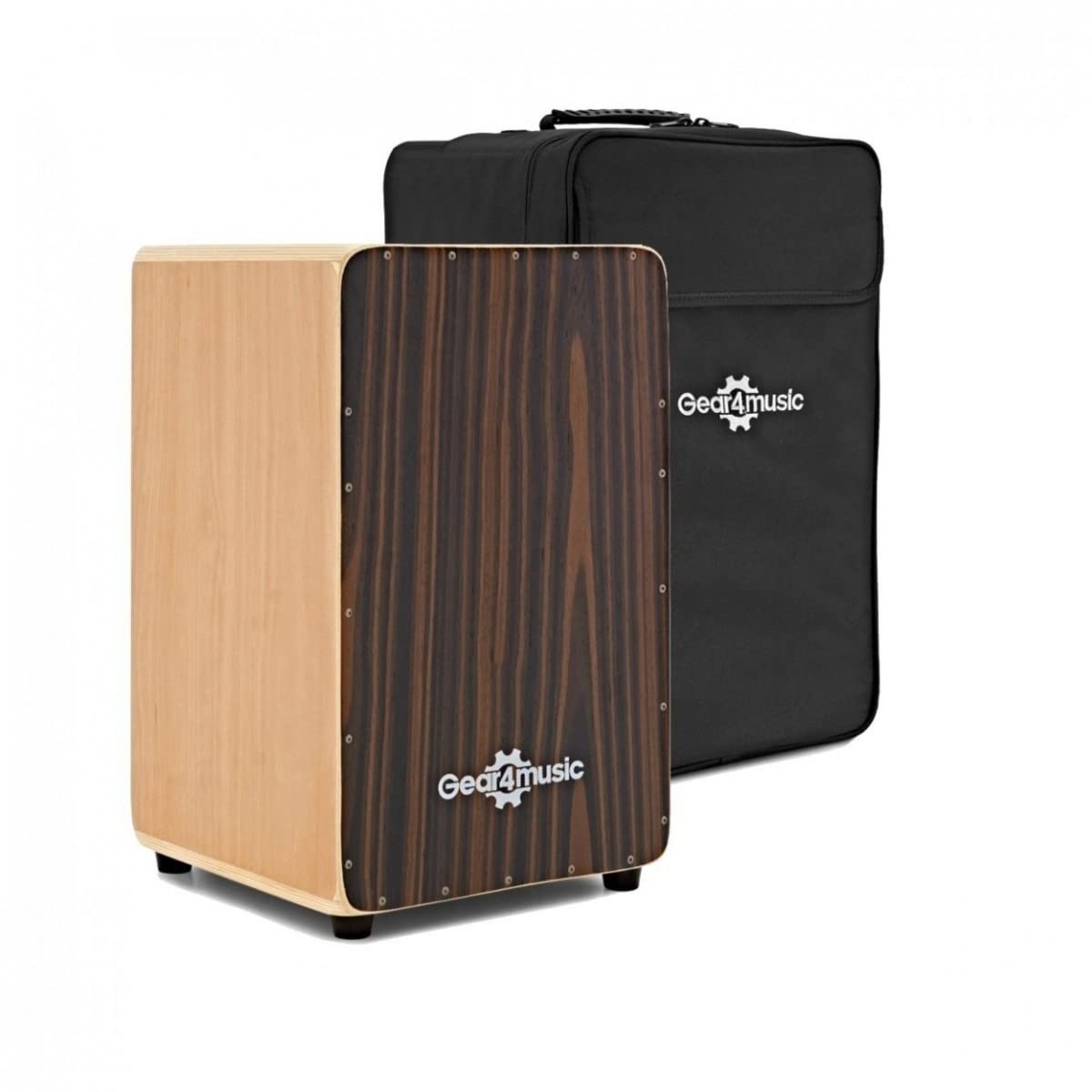 Cajón Flamenco de Madera, Percusión con Funda de Transporte en Ébano | Percusión de Abedul con Campanas Internas Ajustables, Ideal para Busking y Conciertos Íntimos