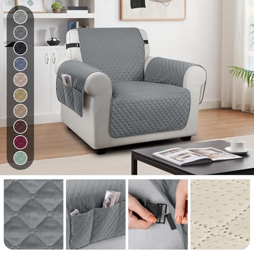 Image of TAOCOCO Sofa Protectors 1 Seater,Slipcover for Sofa,Sofa Cover for Pets,Sofa Slipcovers for Kids with Elastic Strap,Washable Sofa Cover Protect for Pets(Dark Grey)
