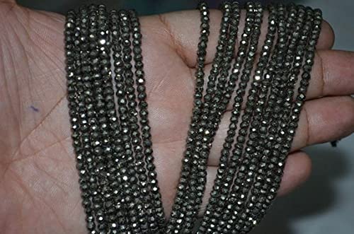 Pyrite micro facettée naturelle perles 2.5mm à 3mm pour création de bijoux et collier fait main