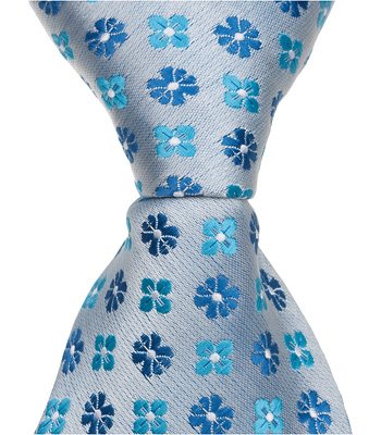 B15-6 in. Newborn Zipper Necktie - Blue with Flowers