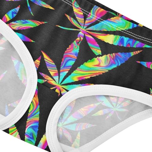 Joisal Girls Underwear Toddler 2t Cotton Little Girl Panties Designer Kids Undies Briefs Neon Leaves Black Colorful4