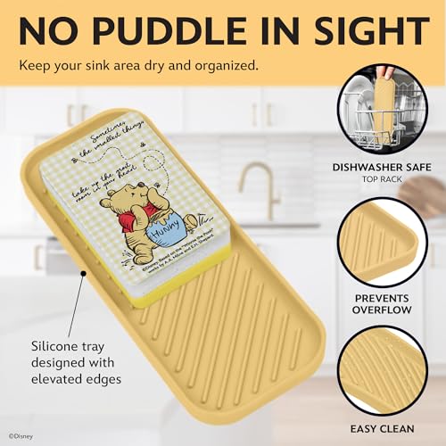 Image of Disney Winnie the Pooh Sink Drain Strainer, Dish Sponge & Silicone Tray Set
