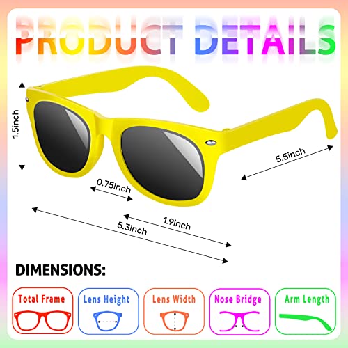 INNOCHEER Kids Sunglasses Bulk, Kids Sunglasses Party Favors Boys Girls 5-8-12, 12 Pack Neon Sunglasses for Kids Bulk with UV400 Protection, Beach Pool Birthday Party Supplies Gifts2