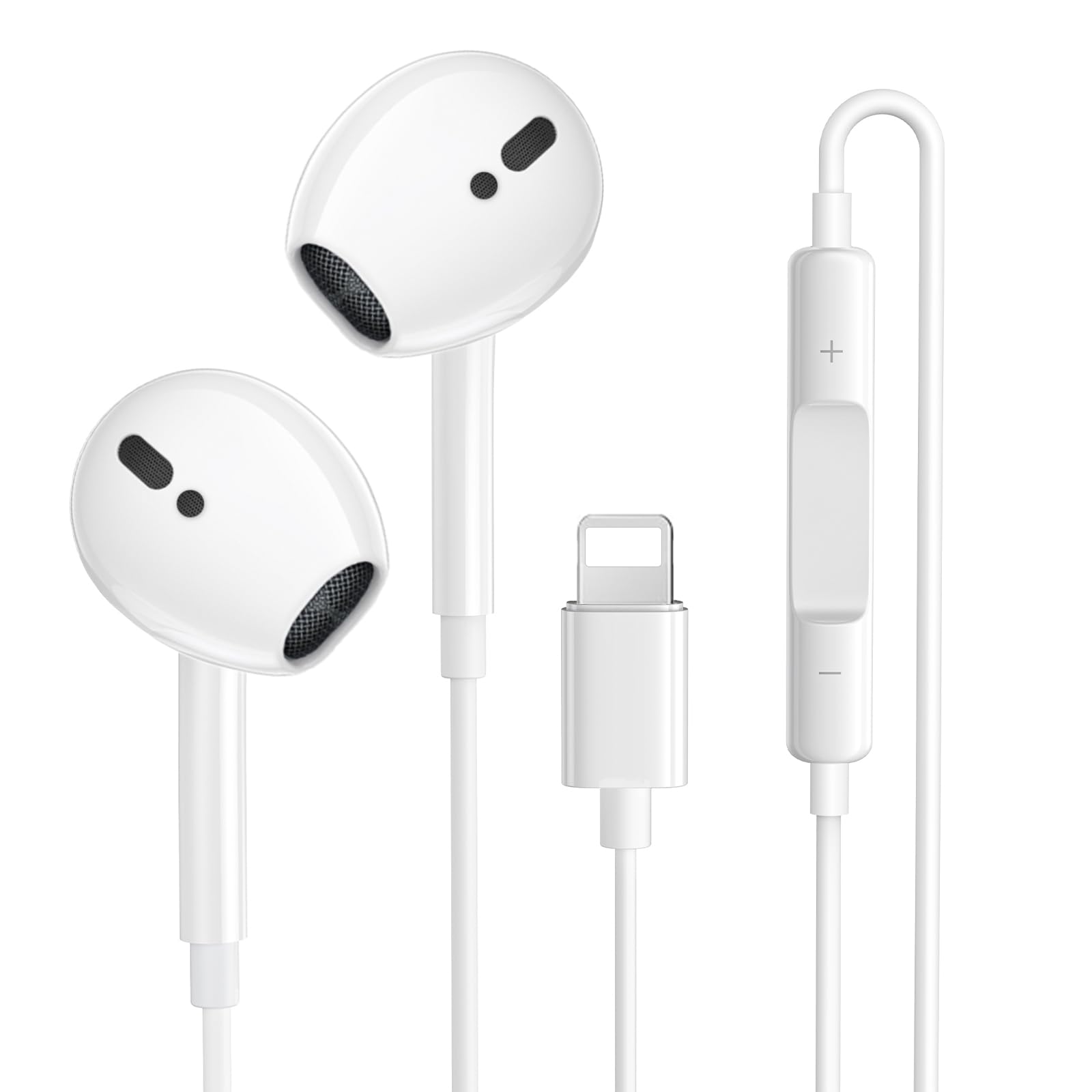 Cuffie In-Ear[Certificato MFi]per iPhone,Auricolari HiFi Stereo Cablate con Isolamento del Rumore,Microfono e Controllo del Volume Compatibili con Phone 14 Plus/14Pro/14Pro Max/13/12/SE/11/X/8/7