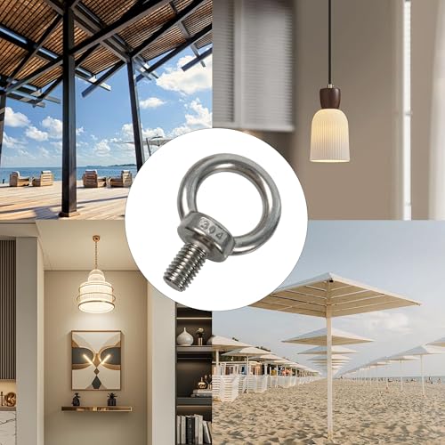 Image of 2PCS M12 Male Thread Eye Bolts, Stainless Steel Lifting Shoulder Eye Bolt, Heavy Duty Screw Ring Shaped Eye Bolt