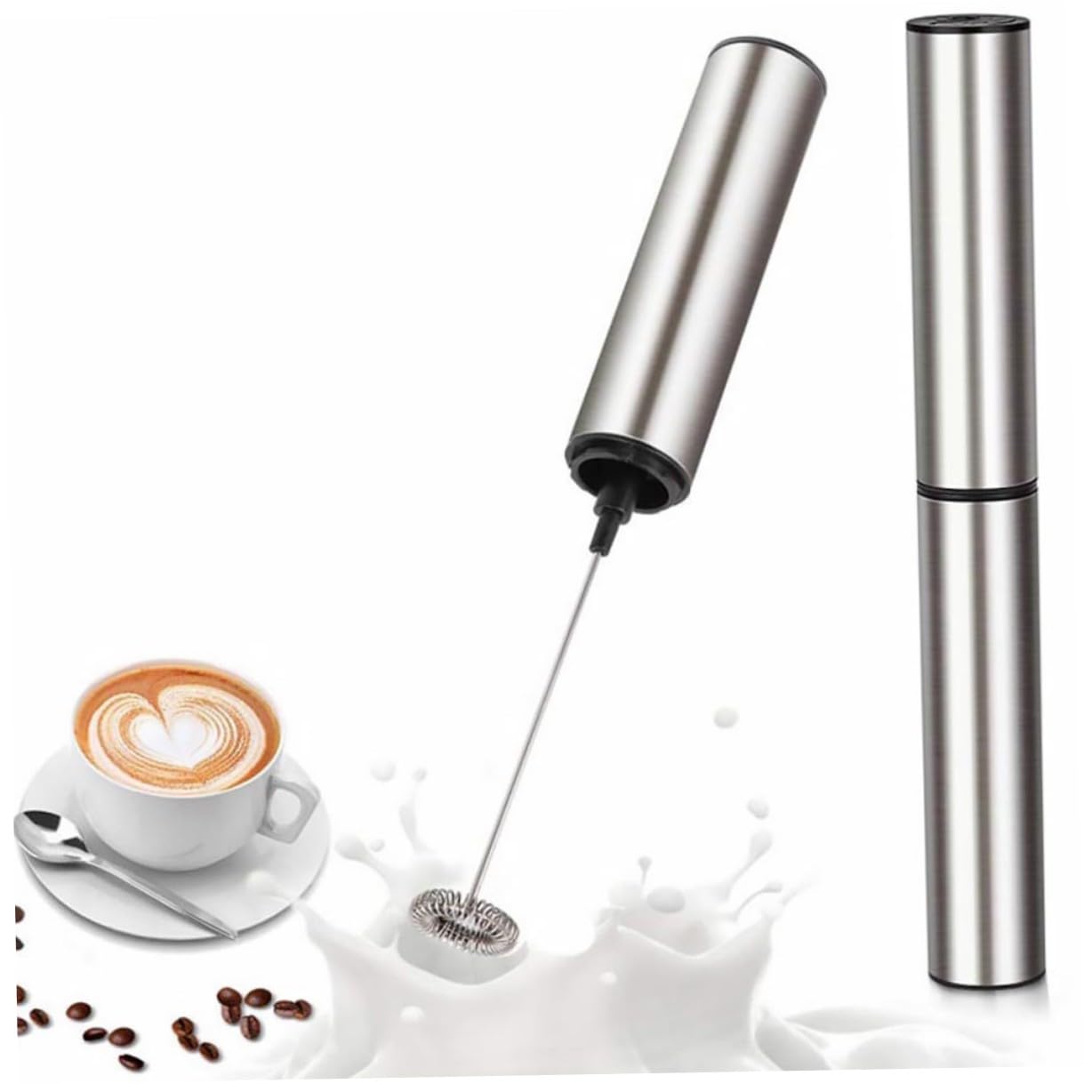 CLISPEED Montalatte Elettrico Portatile in Acciaio Inox, Frusta per Uova a Immersione Ricaricabile Usb, Utensile da Cucina Ergonomico per Cappuccino, Latte e Miscele al Cioccolato