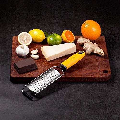 Multipurpose Zester Grater - Parmesan Cheese, Citrus, Lemon, Lime, Ginger, Chocolate, Fruits, Soft Grip Handle, Stainless Steel Fine Blades with Protector, Hand-held Kitchen Tool, Dishwasher Safe
