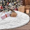 LOMOHOO Christmas Tree Skirts 48 inches White Luxury Faux Fur Christmas Decorations Silver Sequin Snowflakes Tree Skirt for Holiday Party Xmas Tree Decor