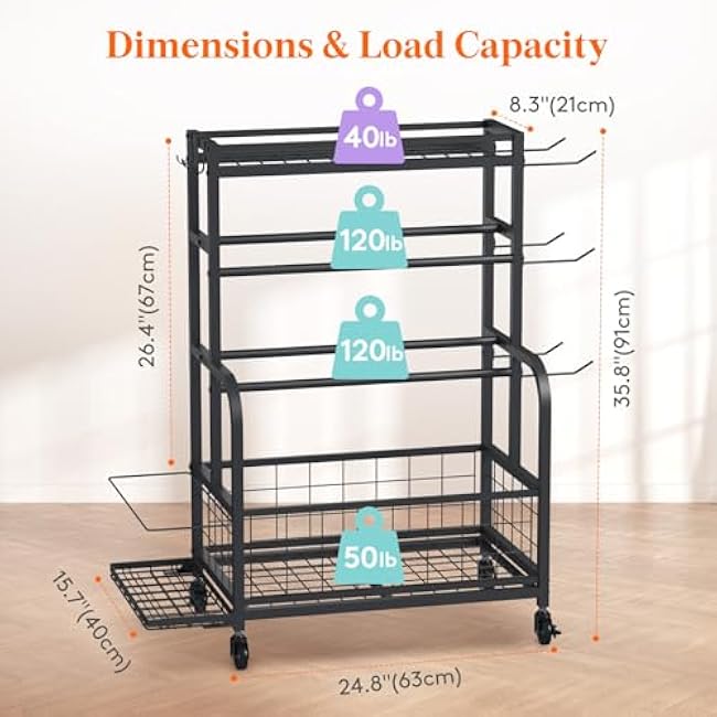 Lifewit Weight Rack for Home Gym, Dumbbell Rack, Kettlebell Rack, Yoga Mat Holder, Home Gym Storage with Wheels for Strength Training