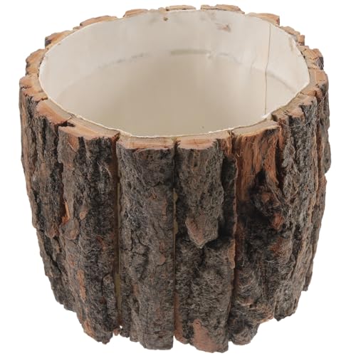 Yardwe Natural Wooden Planter Tree Stump Flower Pot Decorative Tree Trunk Planter for Home Decor