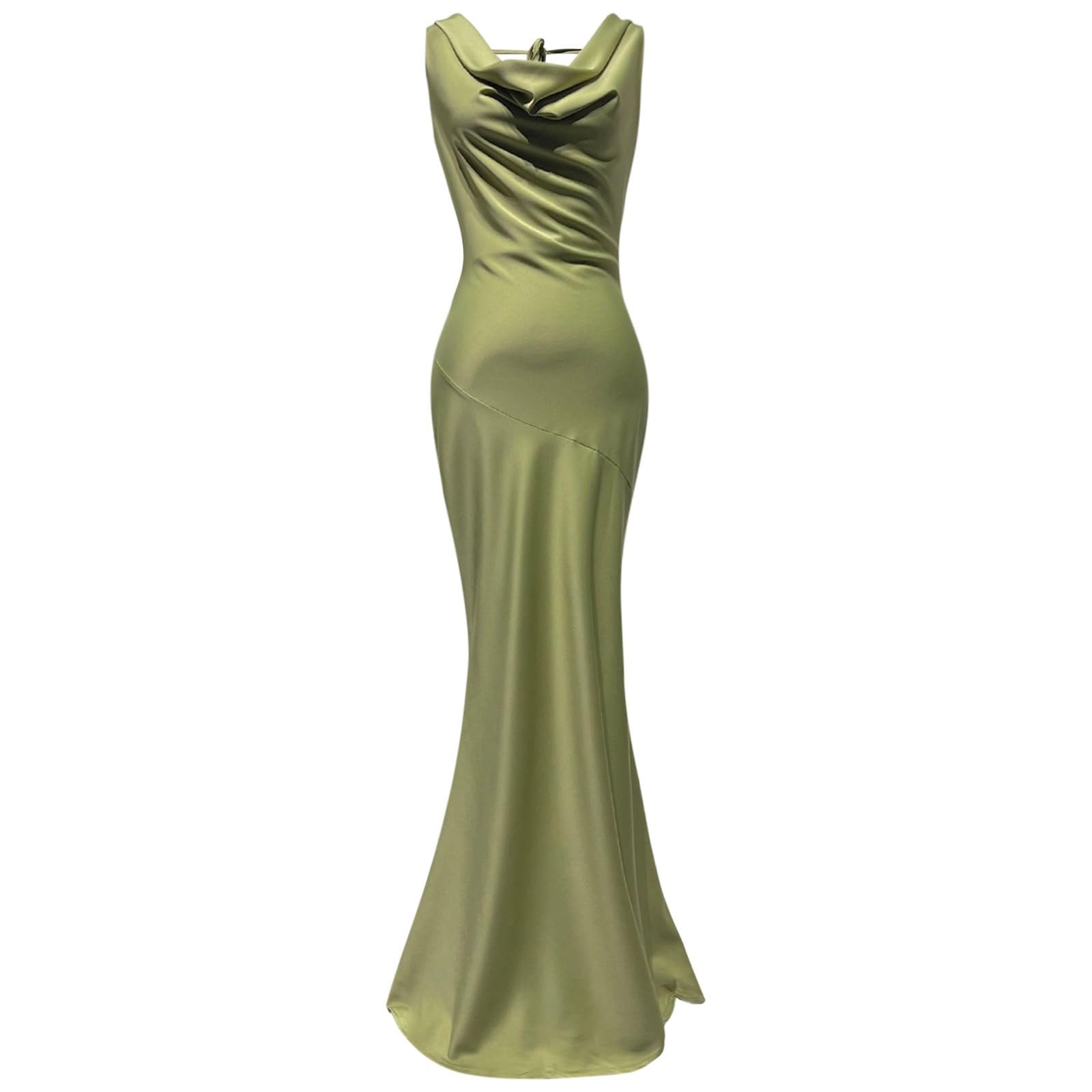 Elegante Abito Aderente in Raso con Schiena Scoperta, Perfetto per Serate Formali e Feste.